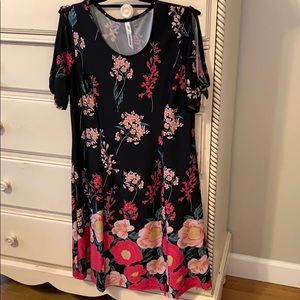 NY Collection Floral Dress Short Sleeve A Line Med